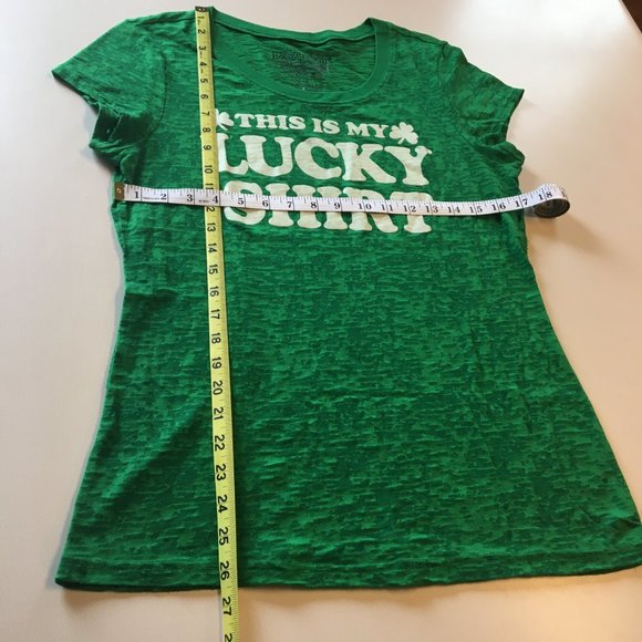 St Paddys Tee Shirt XXL Green Burnout This Is My Lucky Shirt Graphic - Picture 5 of 6
